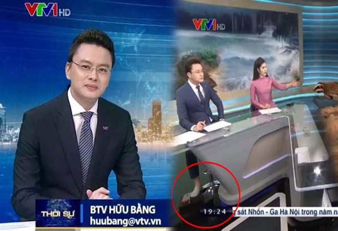BTV Hữu Bằng lộ bí mật khi lên sóng trực tiếp. Ảnh internet BTV Hữu Bằng lộ bí mật khi lên sóng trực tiếp. Ảnh internet