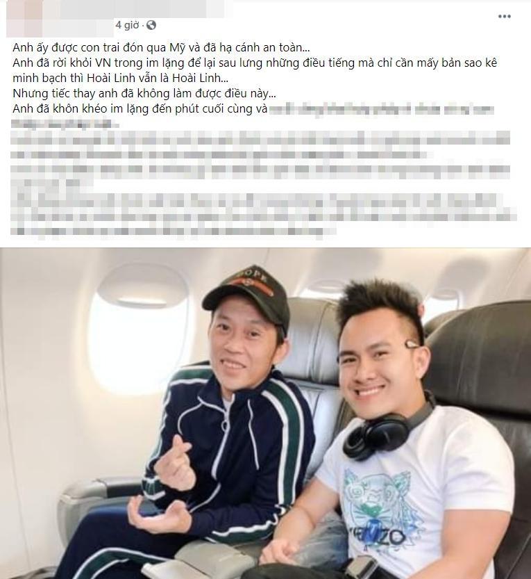 Xôn xao thông tin danh hài Hoài Linh được con trai âm thầm đưa về Mỹ. Ảnh internet Xôn xao thông tin danh hài Hoài Linh được con trai âm thầm đưa về Mỹ. Ảnh internet