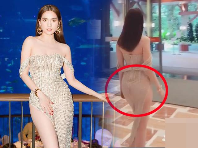 Bộ váy xuyên thấu khiến Ngọc Trinh gặp sự cố trang phục. Ảnh internet
