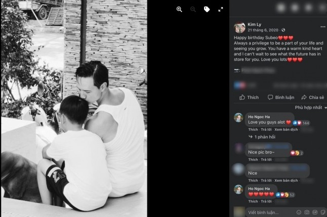 Kim Lý luôn coi Subeo là con trai của mình. Ảnh FBNV Kim Lý luôn coi Subeo là con trai của mình. Ảnh FBNV
