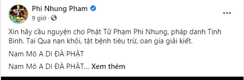 Nửa đêm fanpage Phi Nhung đăng đàn cầu nguyện cho nữ ca sĩ. Ảnh chụp từ màn hình Nửa đêm fanpage Phi Nhung đăng đàn cầu nguyện cho nữ ca sĩ. Ảnh chụp từ màn hình