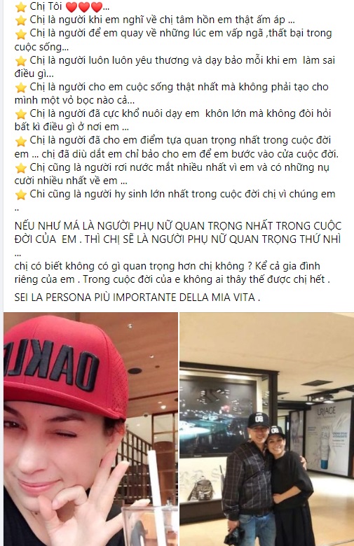 Phi Nhung trong mắt em trai là người tuyệt vời, tốt bụng, luôn lo cho các em. Ảnh FBNV