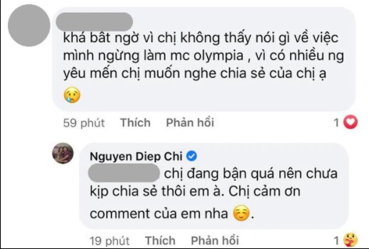 MC Diệp Chi có động thái bất ngờ khi Khánh Vy thay thế tại Đường Lên Đỉnh Olympia 2 MC Diệp Chi có động thái bất ngờ khi Khánh Vy thay thế tại Đường Lên Đỉnh Olympia 2