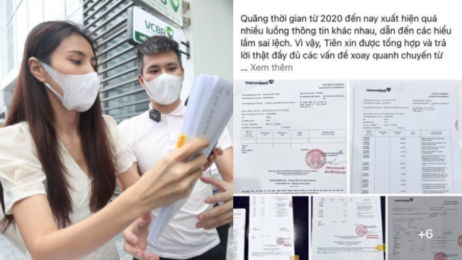 Vợ chồng Công Vinh tung sao kê ngân hàng. Ảnh internet Vợ chồng Công Vinh tung sao kê ngân hàng. Ảnh internet