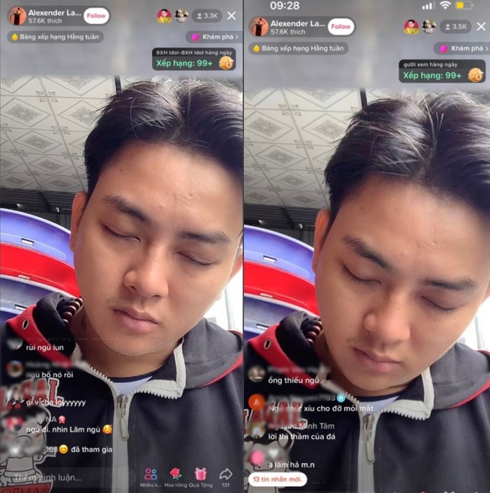 Hoài Lâm có biểu hiện lạ khi livestream. Ảnh internet