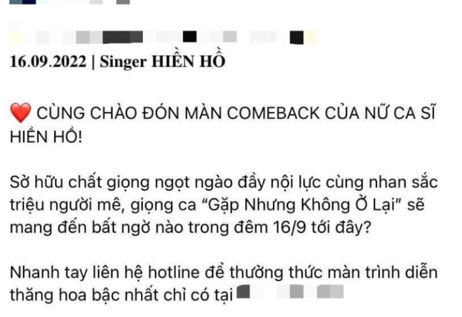 Hiền Hồ đắt show tiếp tục đi hát bất chấp thị phi sau màn comeback. Ảnh internet