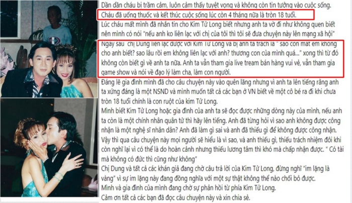 Bài đăng tố nghệ sĩ Kim Tử Long phụ tình, bỏ mặc con rơi bên Mỹ. Ảnh internet