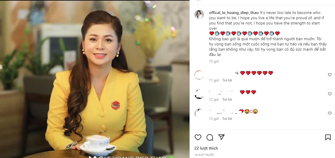 Hơn 7 năm ồn ào ly hôn ông Vũ, bà Lê Hoàng Diệp Thảo khẳng định: 'Không bao giờ là quá muộn'. Ảnh internet