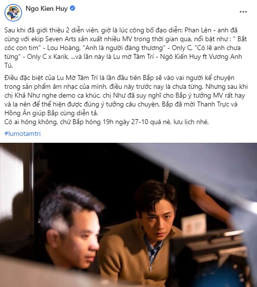 Sau hơn 3 năm chia tay Khổng Tú Quỳnh, Ngô Kiến Huy báo tin vui về 'đứa con tinh thần' chuẩn bị ra mắt. Ảnh internet Sau hơn 3 năm chia tay Khổng Tú Quỳnh, Ngô Kiến Huy báo tin vui về 'đứa con tinh thần' chuẩn bị ra mắt. Ảnh internet