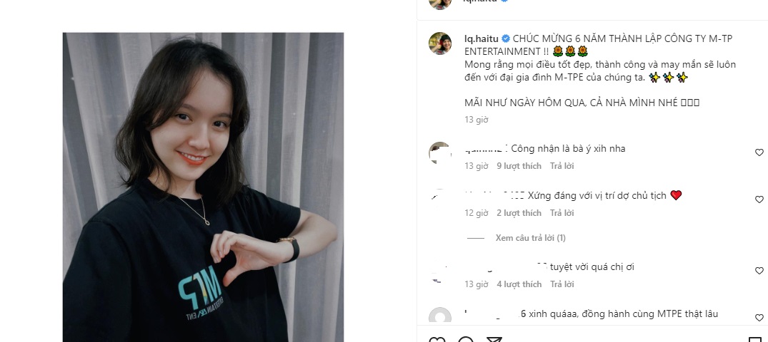 Hải Tú công khai nói lời yêu thương đến 'con cưng' của Sơn Tùng M-TP hậu nghi vấn sinh con. Ảnh internet