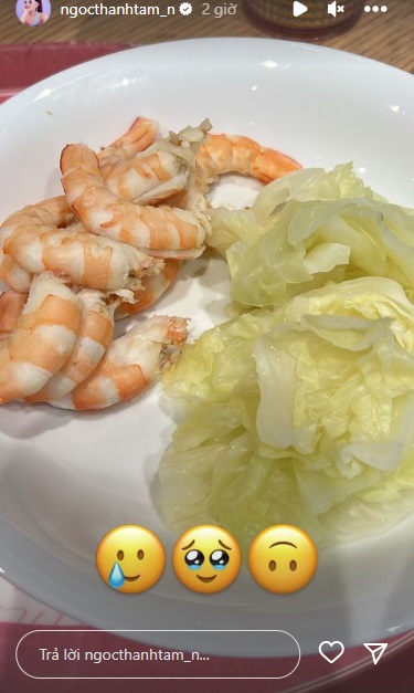 Ngọc Thanh Tâm khoe bữa ăn giảm cân của mình. Ảnh internet