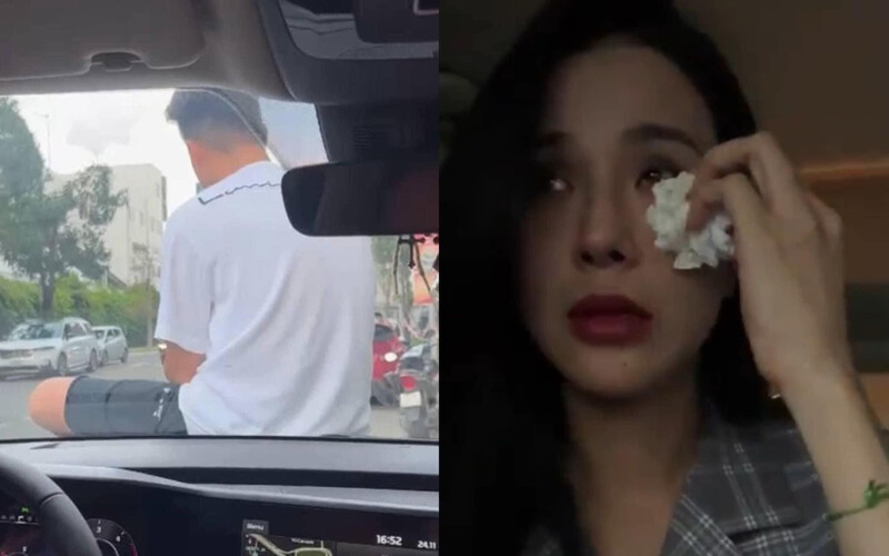 Diệp Lâm Anh hoảng sợ khi bị chồng cũ chặn xe. Ảnh internet