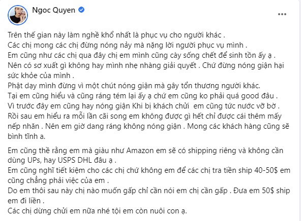 Siêu mẫu Ngọc Quyên than thở nỗi khổ khi mưu sinh. Ảnh internet