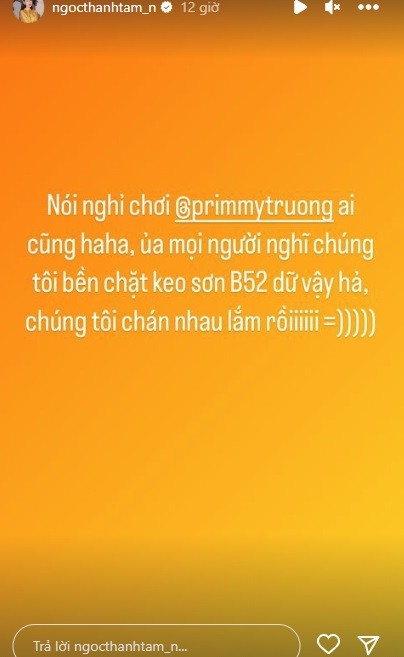 Tuy nhiên, cư dân mạng lại liên tục cười haha trước tuyên bố này của Ngọc Thanh Tâm. Ảnh internet Tuy nhiên, cư dân mạng lại liên tục cười haha trước tuyên bố này của Ngọc Thanh Tâm. Ảnh internet