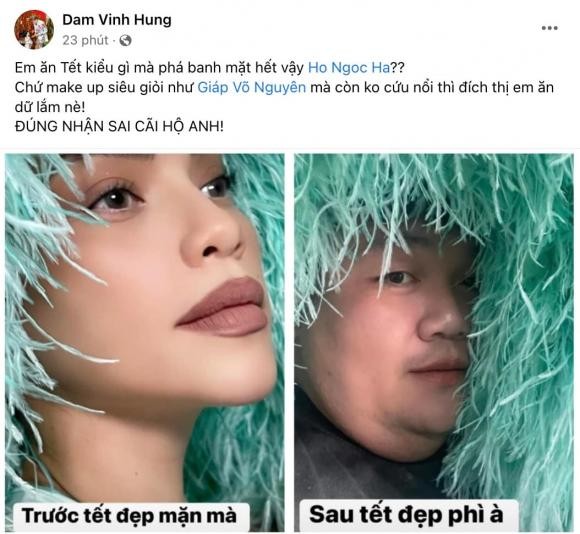 Đàm Vĩnh Hưng bóc phốt cân nặng của Hồ Ngọc Hà sau Tết. Ảnh internet