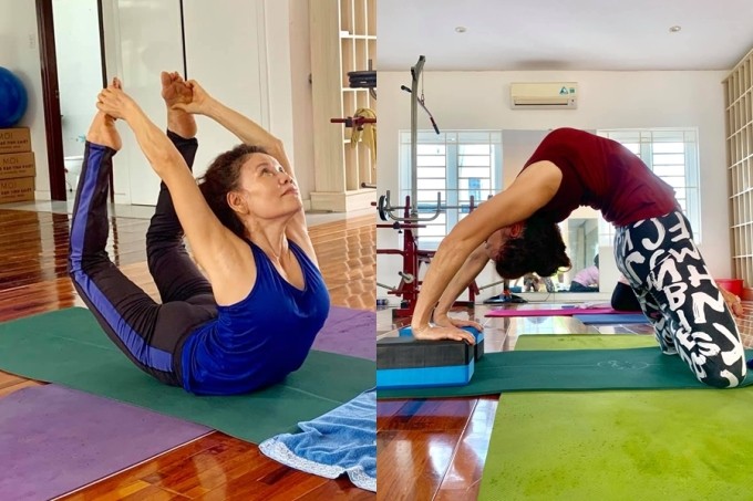 Mẹ của Hồ Ngọc Hà rất chăm chỉ tập yoga để có vóc dáng săn chắc và khỏe mạnh. Ảnh internet