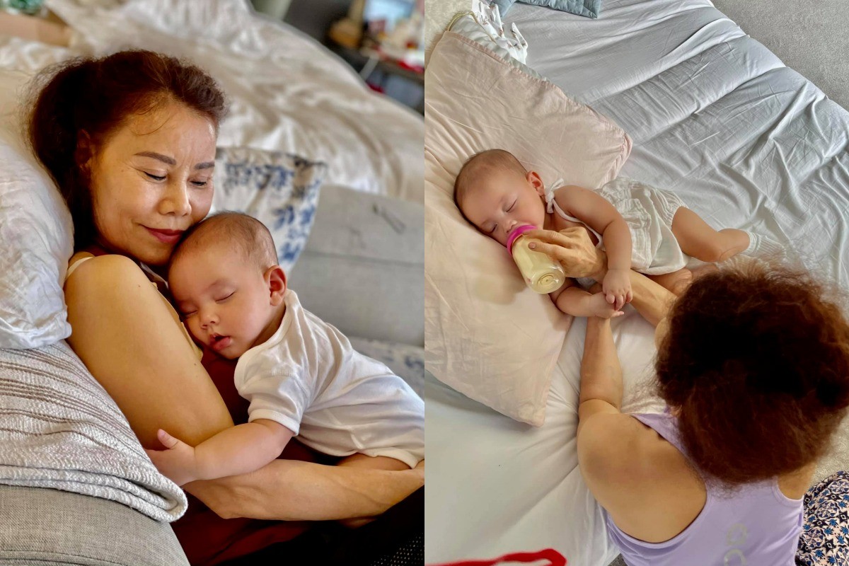 Mẹ Hà Hồ luôn ở bên chăm sóc các cháu chu đáo. Ảnh internet