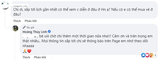 Hoàng Thùy Linh luôn cố gắng hồi đáp lại fan một cách nhanh nhất, thân thiết nhất. Ảnh internet Hoàng Thùy Linh luôn cố gắng hồi đáp lại fan một cách nhanh nhất, thân thiết nhất. Ảnh internet