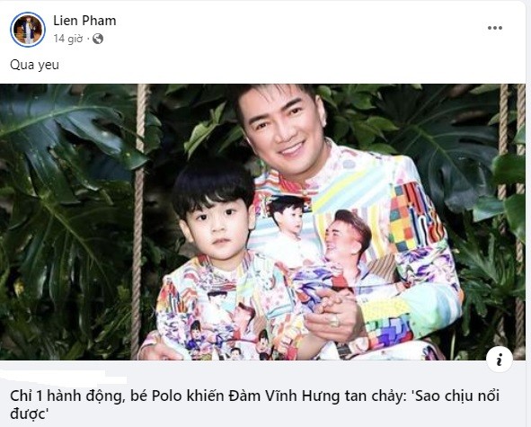 Bầu show Liên Phạm liên tục có hành động quan tâm đến cuộc sống của Đàm Vĩnh Hưng. Ảnh chụp màn hình Bầu show Liên Phạm liên tục có hành động quan tâm đến cuộc sống của Đàm Vĩnh Hưng. Ảnh chụp màn hình
