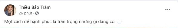 Thiều Bảo Trâm nhận ra hạnh phúc thật sự chính là trân trọng những gì đang có. Ảnh chụp màn hình Thiều Bảo Trâm nhận ra hạnh phúc thật sự chính là trân trọng những gì đang có. Ảnh chụp màn hình