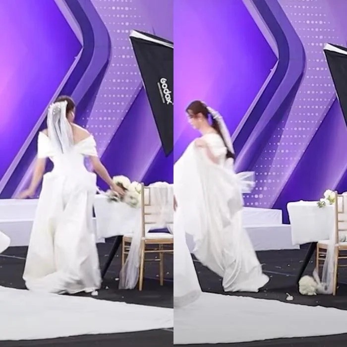 Các thí sinh vội vàng ném hoa lung tung để kịp hoàn thành phần thi. Ảnh internet