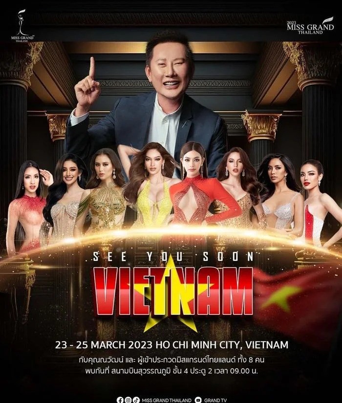 Chủ tịch cuộc thi Miss Grand International đã thông báo sẽ đến Việt Nam từ ngày 23-25/3 sắp tới. Ảnh internet Chủ tịch cuộc thi Miss Grand International đã thông báo sẽ đến Việt Nam từ ngày 23-25/3 sắp tới. Ảnh internet