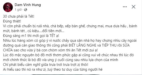 Đàm Vĩnh Hưng đăng đàn ẩn ý giữa lúc gây tranh cãi vì danh xưng vua. Ảnh chụp màn hình