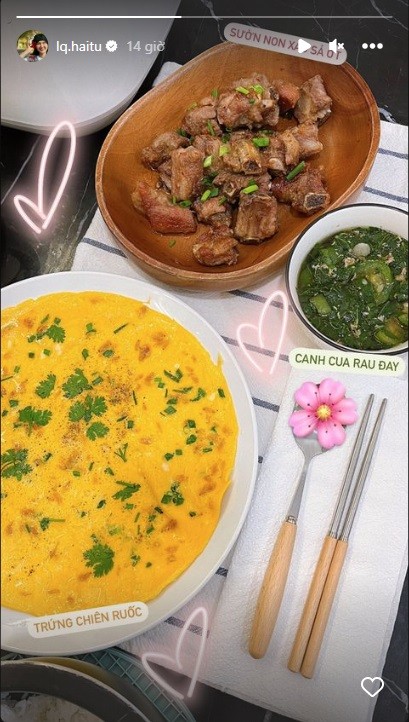 Hải Tú khoe mâm cơm hạnh phúc. Ảnh IGNV Hải Tú khoe mâm cơm hạnh phúc. Ảnh IGNV