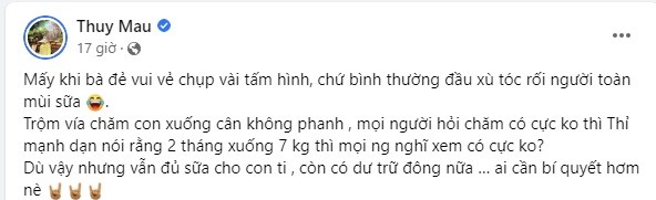 Mâu Thủy thấm thía cuộc sống mẹ bỉm, tụt cân 'không phanh' 1 Mâu Thủy thấm thía cuộc sống mẹ bỉm, tụt cân 'không phanh' 1