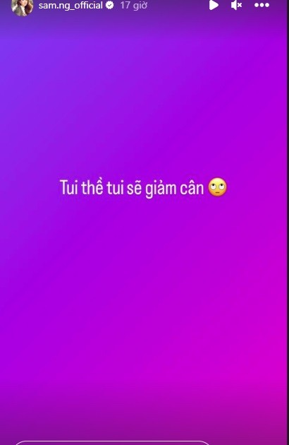 Sam lập lời thề giảm cân sau khi bị hiểu lầm là có thai. Ảnh internet Sam lập lời thề giảm cân sau khi bị hiểu lầm là có thai. Ảnh internet