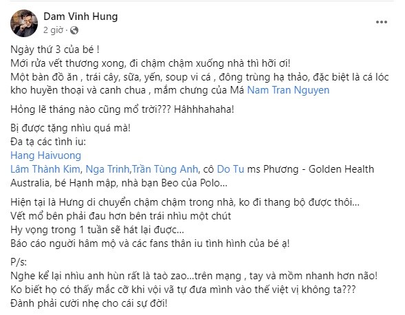 Vừa xuất viện, Đàm Vĩnh Hưng nhắn nhủ thâm thúy đến các 'anh hùng bàn phím' - Ảnh 1 Vừa xuất viện, Đàm Vĩnh Hưng nhắn nhủ thâm thúy đến các 'anh hùng bàn phím' - Ảnh 1