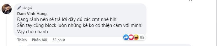 Đàm Vĩnh Hưng tuyên bố block những người không có thiện cảm với mình. Ảnh internet Đàm Vĩnh Hưng tuyên bố block những người không có thiện cảm với mình. Ảnh internet
