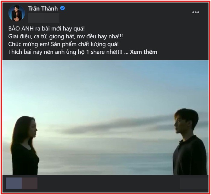 Trấn Thành đăng đàn dành lời khen cho Bảo Anh. Ảnh chụp màn hình Trấn Thành đăng đàn dành lời khen cho Bảo Anh. Ảnh chụp màn hình