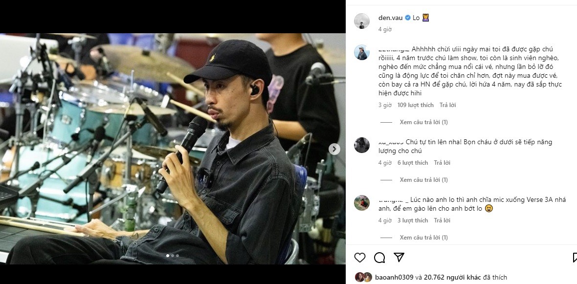 Đen Vâu cảm thấy lo lắng trước thềm liveshow. Ảnh chụp màn hình