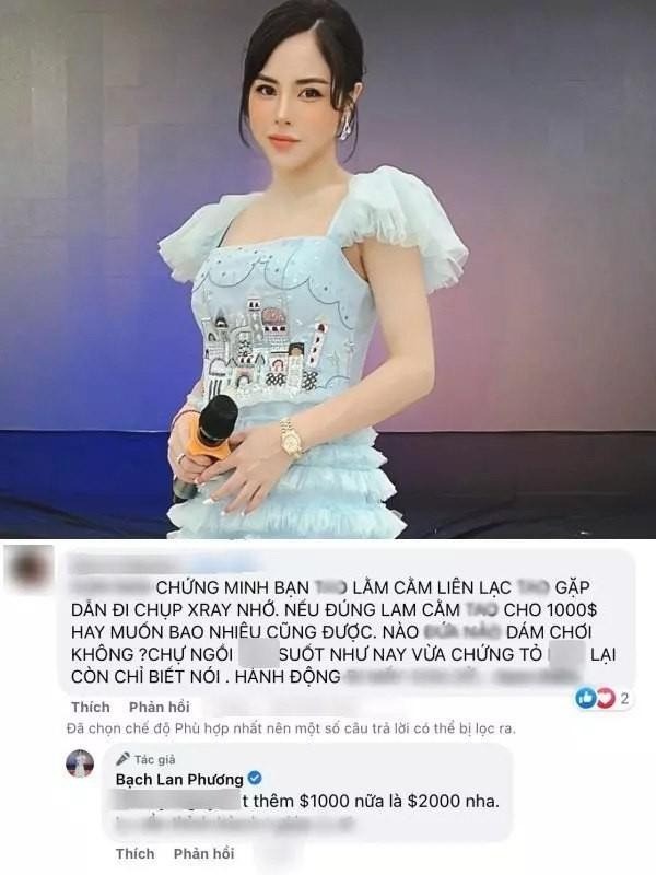 Bạch Lan Phương đáp trả lời chê bai của cư dân mạng. Ảnh internet