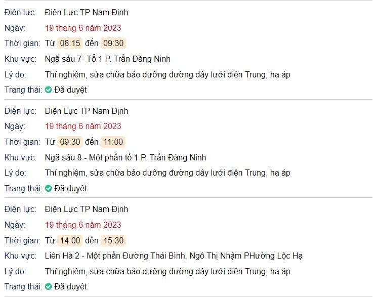 Lịch cúp điện các tỉnh miền Bắc ngày 19/6/2023: Nhiều khu vực bị cắt điện nguyên ngày - Ảnh 2 Lịch cúp điện các tỉnh miền Bắc ngày 19/6/2023: Nhiều khu vực bị cắt điện nguyên ngày - Ảnh 2