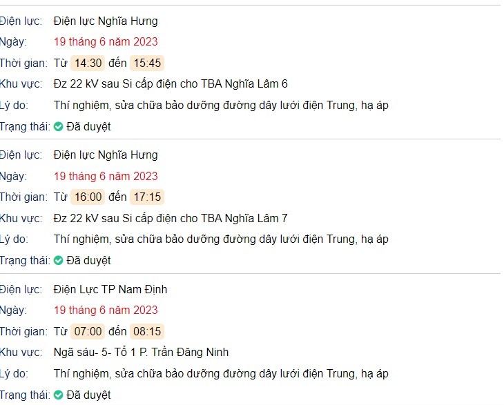 Lịch cúp điện các tỉnh miền Bắc ngày 19/6/2023: Nhiều khu vực bị cắt điện nguyên ngày - Ảnh 1 Lịch cúp điện các tỉnh miền Bắc ngày 19/6/2023: Nhiều khu vực bị cắt điện nguyên ngày - Ảnh 1