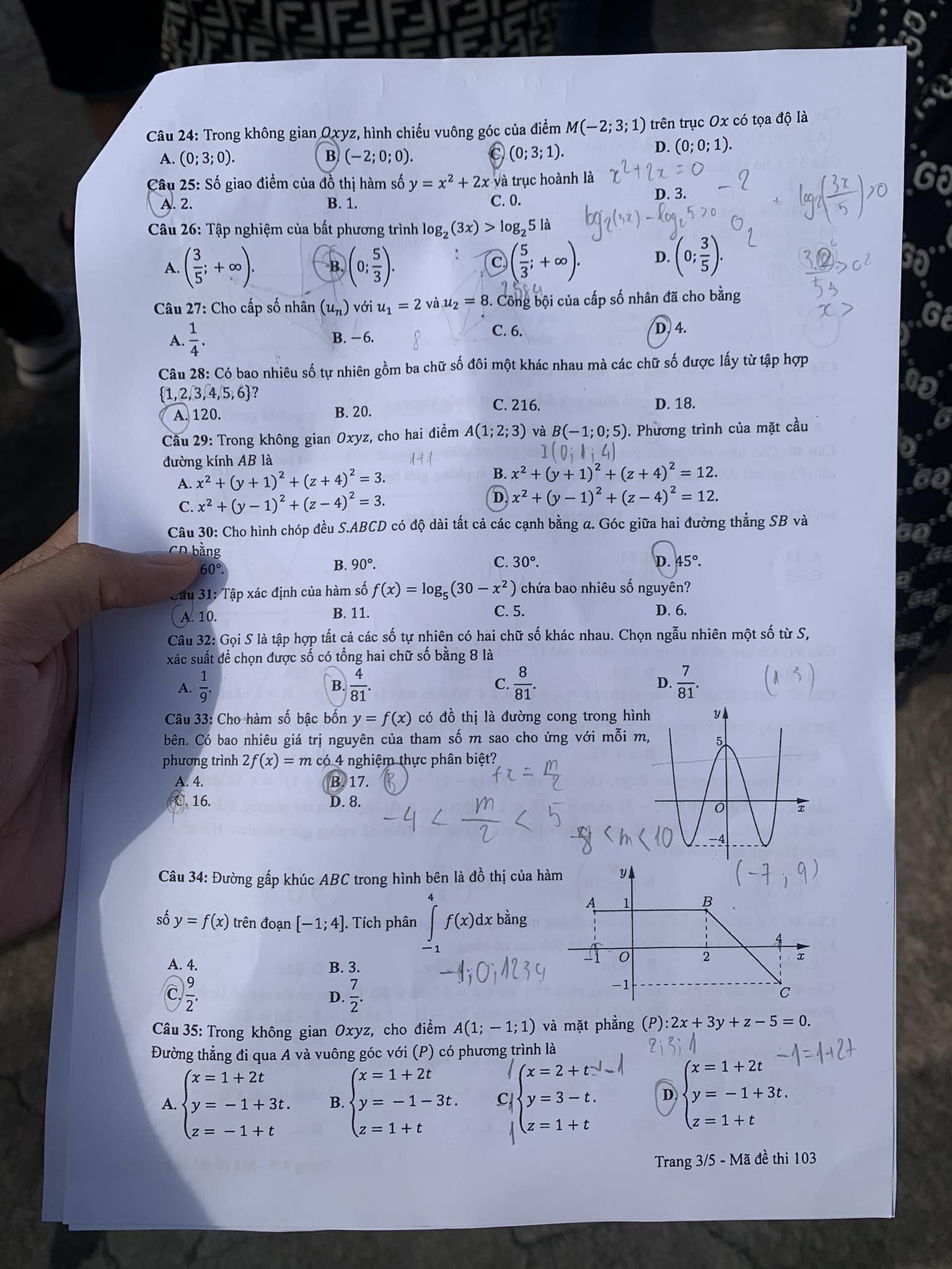 Đáp án môn Toán mã đề 103 kỳ thi tốt nghiệp THPT 2023 - Ảnh 3 Đáp án môn Toán mã đề 103 kỳ thi tốt nghiệp THPT 2023 - Ảnh 3