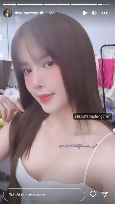 Thiều Bảo Trâm zoom cận mặt chứng minh mũi cao tự nhiên. Ảnh IGNV Thiều Bảo Trâm zoom cận mặt chứng minh mũi cao tự nhiên. Ảnh IGNV