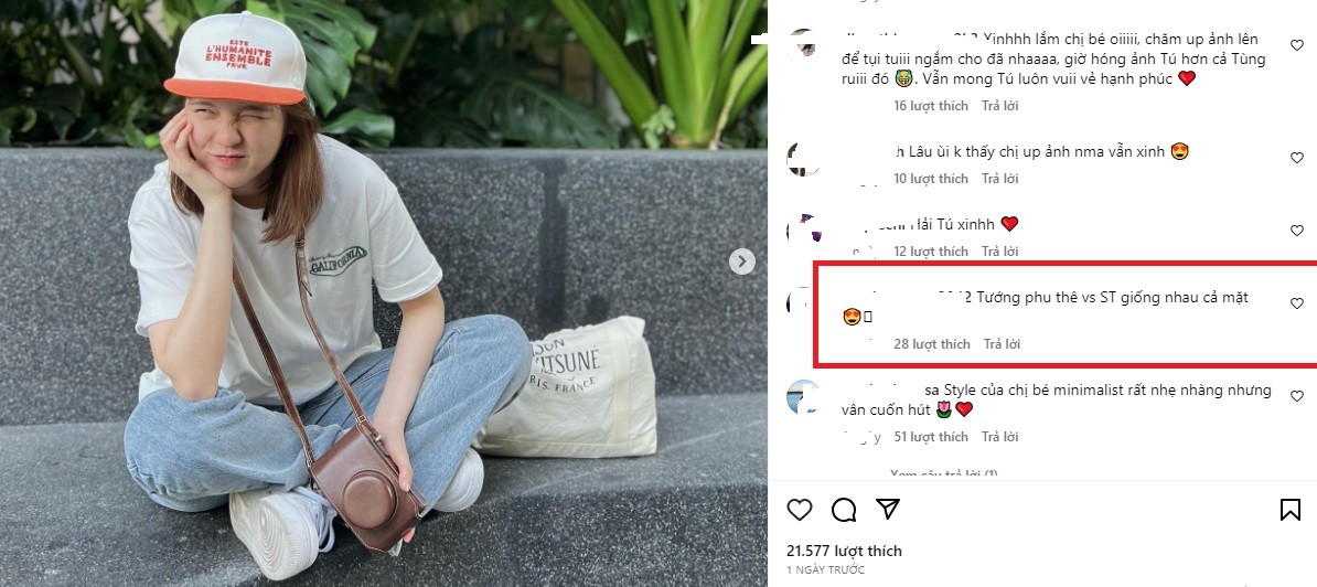 Hải Tú xuất hiện với biểu cảm đáng yêu, CDM còn cho rằng cô nàng có tướng phu thê với Sơn Tùng. Ảnh IGNV
