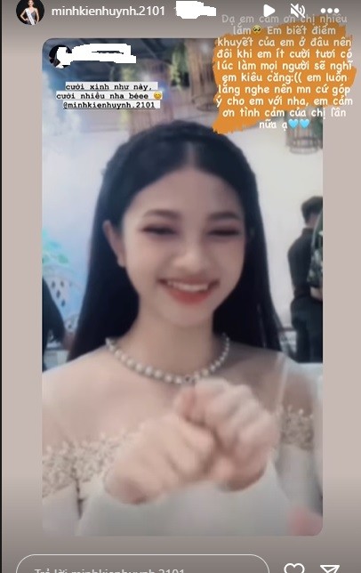 Á hậu Minh Kiên phân trần khi bị nhiều người hiểu lầm là kiêu căng. Ảnh IGBV