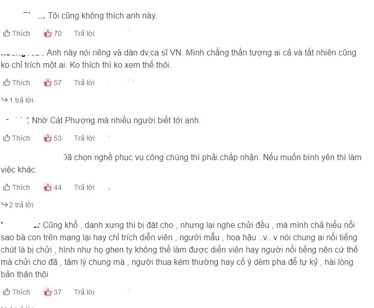 Cư dân mạng bày tỏ trái chiều người đồng cảm người cho rằng đã là nghệ sĩ thì phải chấp nhận thị phi. Ảnh chụp màn hình Cư dân mạng bày tỏ trái chiều người đồng cảm người cho rằng đã là nghệ sĩ thì phải chấp nhận thị phi. Ảnh chụp màn hình