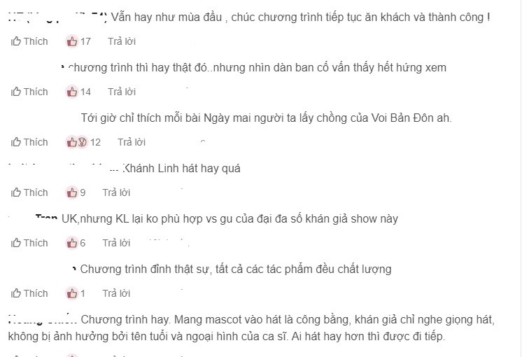 Cư dân mạng dành nhiều lời khen cho giọng hát của ca sĩ Khánh Linh và tiếc nuối khi nữ ca sĩ dừng chân sớm. Ảnh chụp màn hình Cư dân mạng dành nhiều lời khen cho giọng hát của ca sĩ Khánh Linh và tiếc nuối khi nữ ca sĩ dừng chân sớm. Ảnh chụp màn hình
