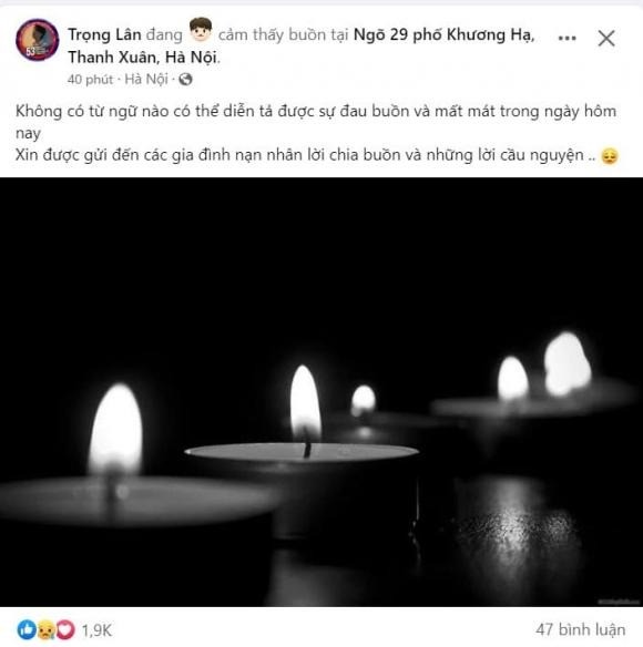 Cháy chung cư mini tại Hà Nội: Sao Việt nghẹn ngào gửi lời chia buồn tới gia đình nạn nhân - Ảnh 2 Cháy chung cư mini tại Hà Nội: Sao Việt nghẹn ngào gửi lời chia buồn tới gia đình nạn nhân - Ảnh 2