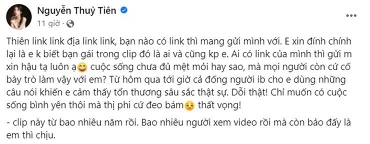 Tiểu Hý phủ nhận clip 12 phút không phải của mình. Ảnh chụp màn hình