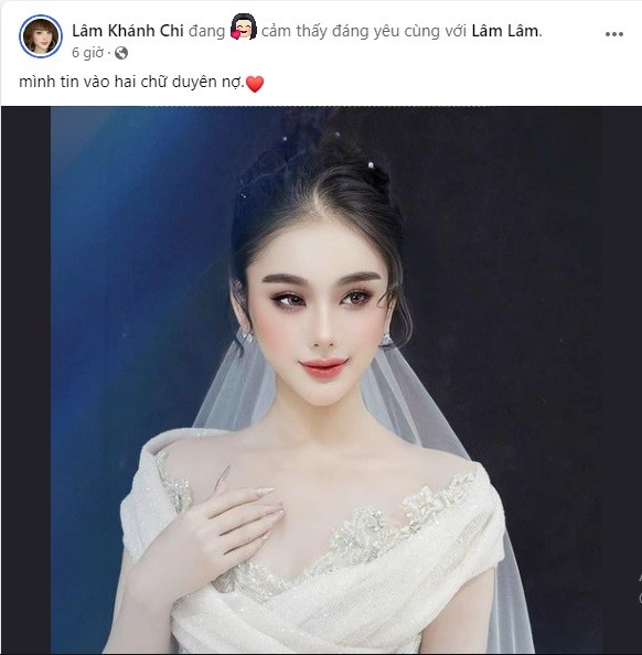 Lâm Khánh Chi xinh đẹp trong bộ váy cưới. Ảnh FBNV Lâm Khánh Chi xinh đẹp trong bộ váy cưới. Ảnh FBNV
