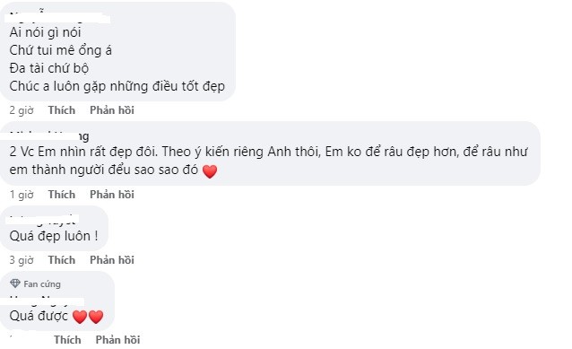 Cư dân mạng dành nhiều lời khen cho sự đẹp đôi của Trấn Thành - Hari Won nhưng cũng có người khuyên nam danh hài không nên để râu. Ảnh chụp màn hình Cư dân mạng dành nhiều lời khen cho sự đẹp đôi của Trấn Thành - Hari Won nhưng cũng có người khuyên nam danh hài không nên để râu. Ảnh chụp màn hình
