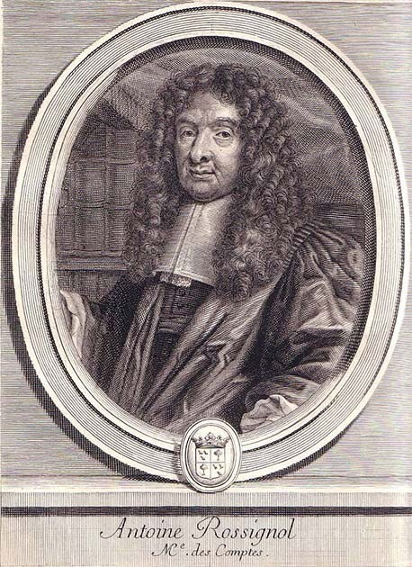 Antoine Rossignol, nhà mật mã học, người đã thu hút sự chú ý của quan đại thần dưới thời Louis XIII, Hồng y Richelieu, khi ông giải mã được mật mã Huguenot. Chân dung của Charles Perrault. Antoine Rossignol, nhà mật mã học, người đã thu hút sự chú ý của quan đại thần dưới thời Louis XIII, Hồng y Richelieu, khi ông giải mã được mật mã Huguenot. Chân dung của Charles Perrault.