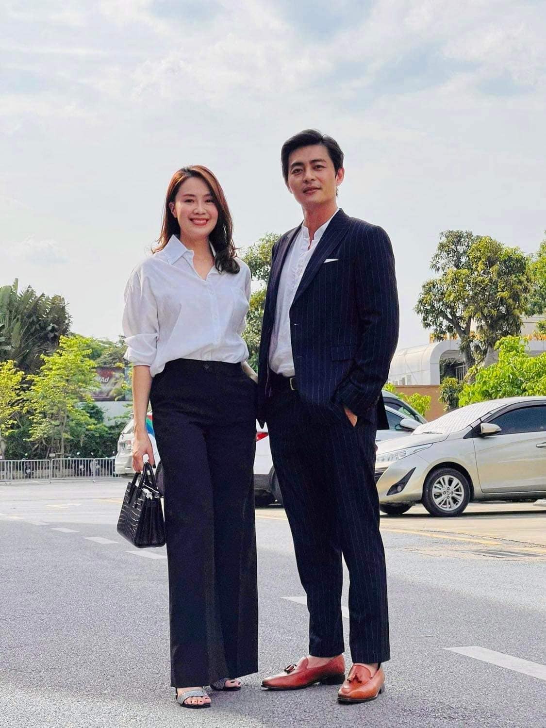 Lần đầu hợp tác,Quốc Huy và Hồng Diễm kết hợp vô cùng ăn ý. Ảnh: FBNV