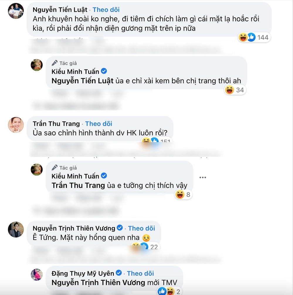 CĐM ngỡ ngàng với ngoại hình của Kiều Minh Tuấn. Ảnh: FB